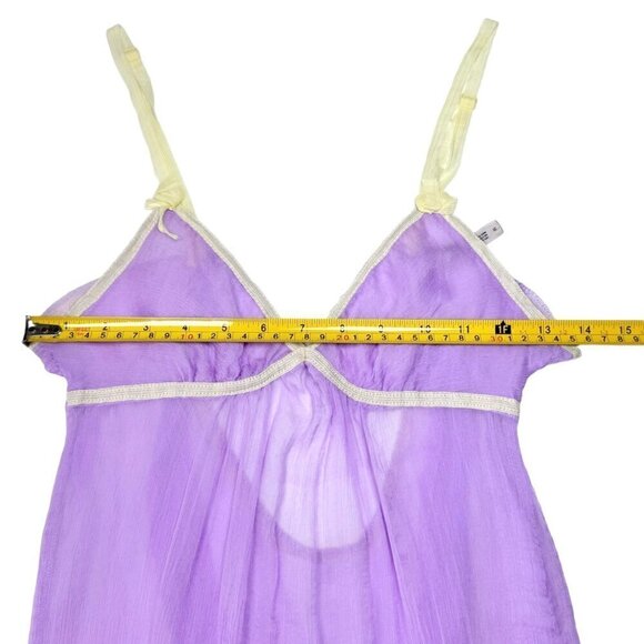 VTG Sophie & Me Babydoll Slip Dress Sz.S Lilac Sheer Silk Bow Ruffles Coquette - Picture 5 of 11